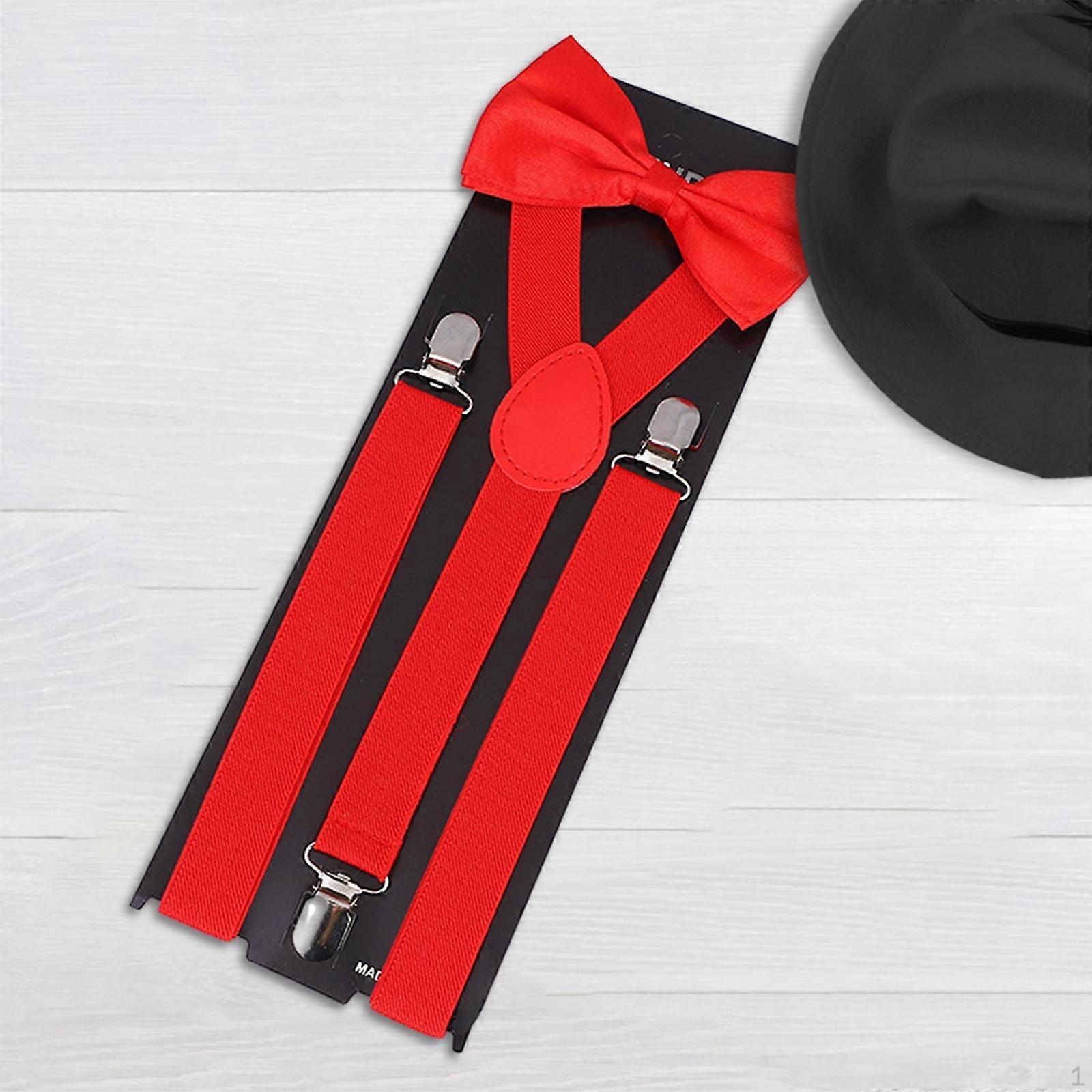 Men Suspenders Bowtie Set Pants Suspender Comfortable Y Shape Braces Shoulder Straps for Formal