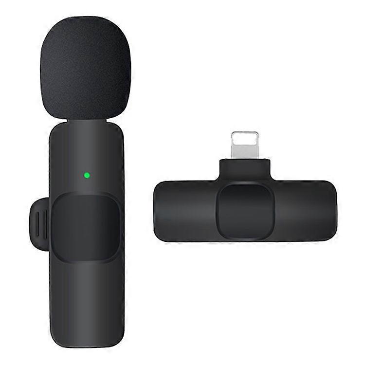 K9 Wireless Lavalier Microphone Transmitter Intelligent Noise Reduction 2.4GHz Mini Mic with Lightning Receiver for Live-streaming