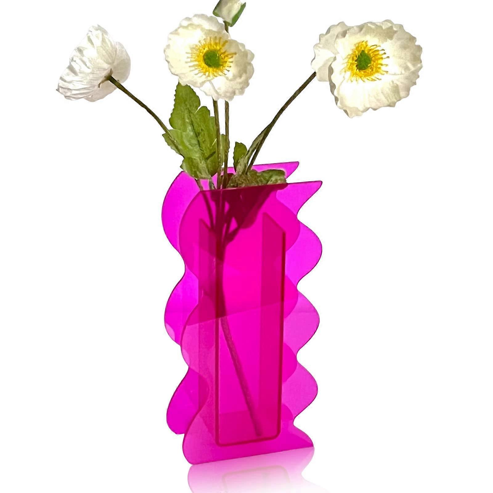 Acrylic Wave Shaped Modern Vase for Home Office Decoration