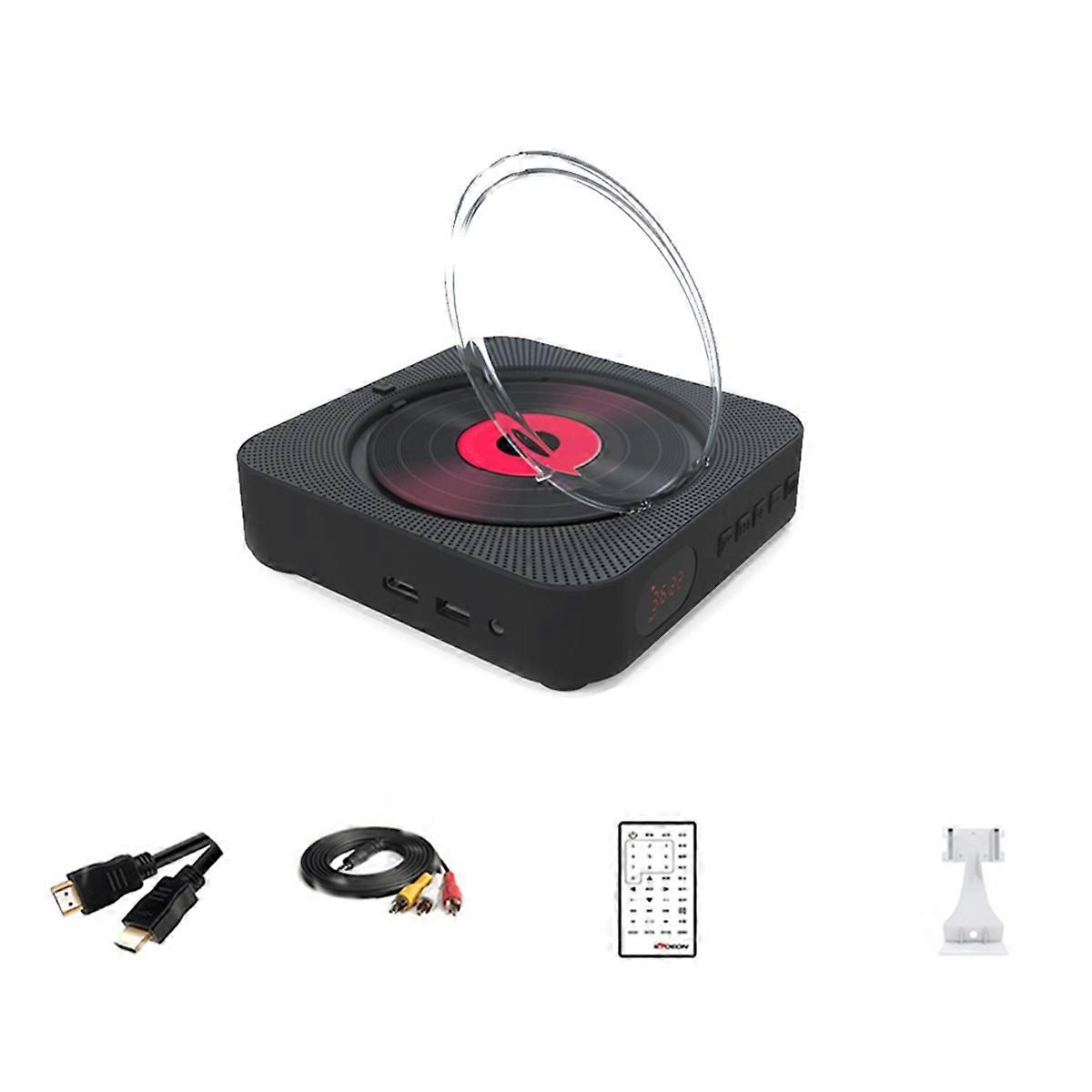 VCD CD DVD Multifunctional Audio Music Player Bluetooth Speaker FM Radio Wall Mounted AUX Jack with Remote Control(EU) D