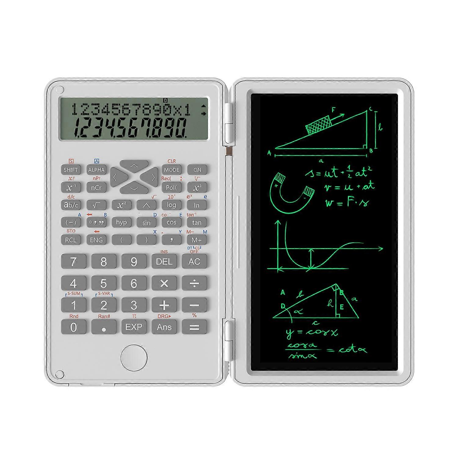 Scientific Calculator with Erasable Writing Board 240 Functions 2 Line LCD Display Foldable Financia