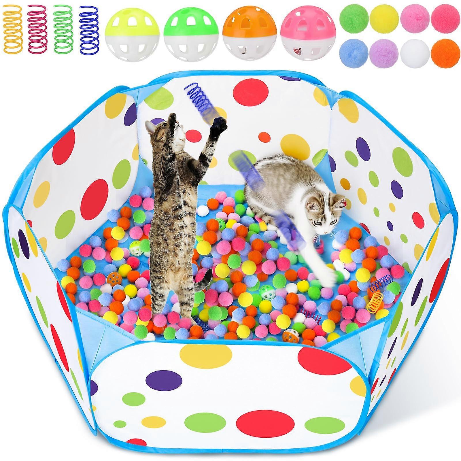 210-Pack Cat Ball Pool For Interactive Use Multi-Color Balls Durable Plastic Indoor Cat Toy Set