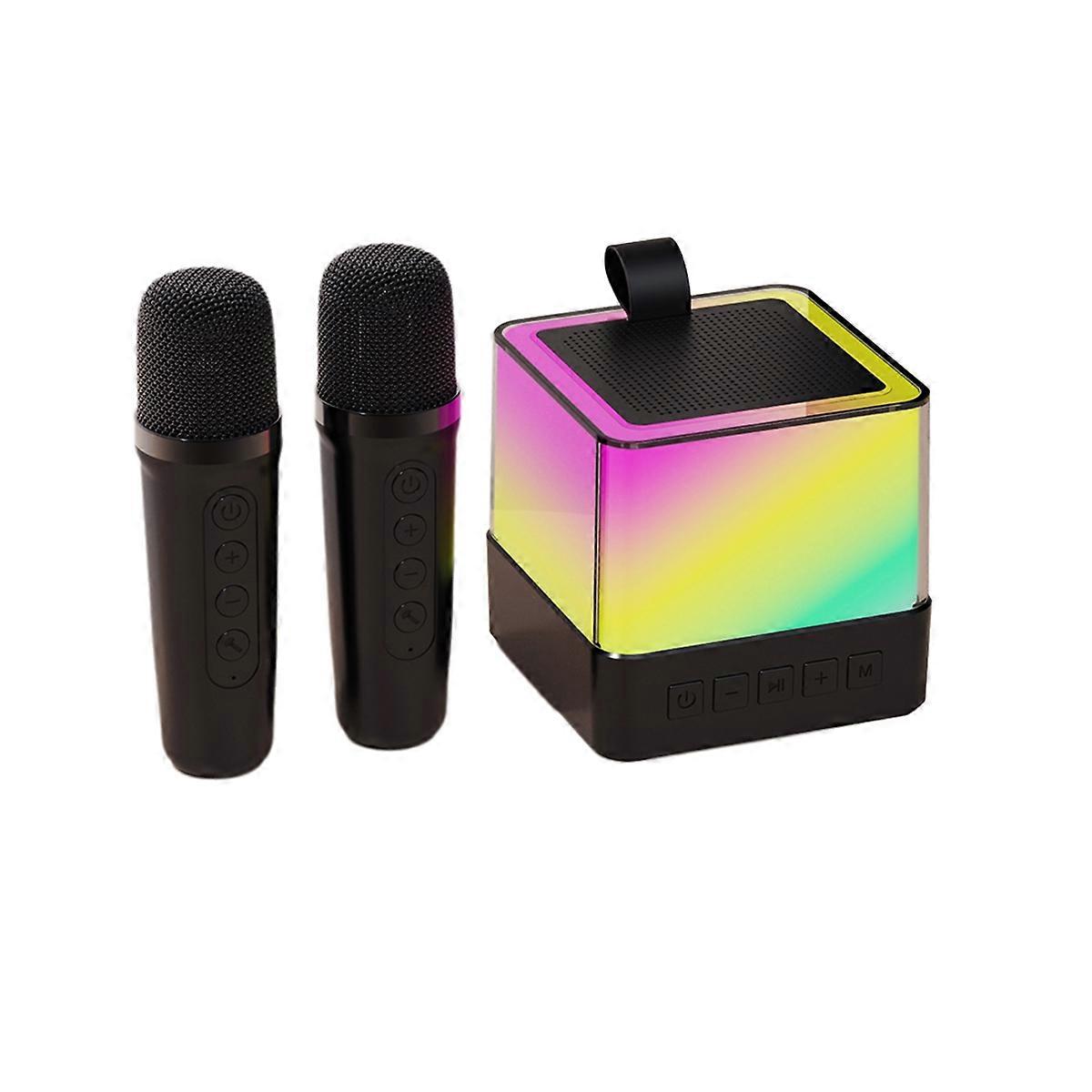 Wireless Bluetooth Microphone Speaker Outdoor Portable Color Ambient Light Home Karaoke Music Center Sound System A
