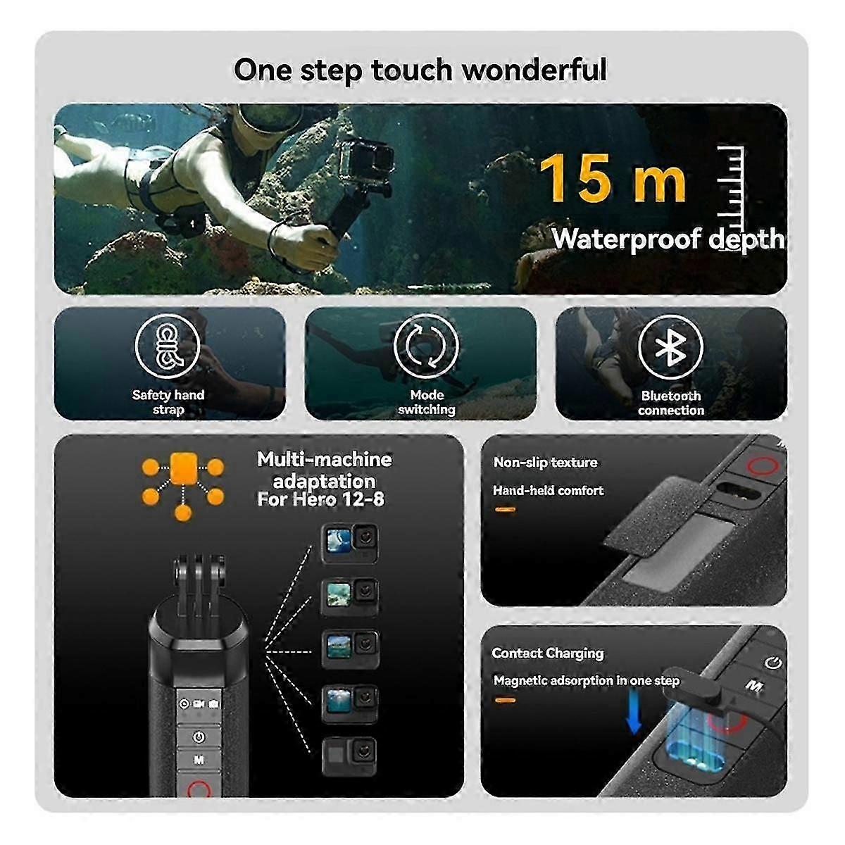 Selfie Stick Buoyancy Bar Selfie Stick with Hand Strap Wireless Remote Control compatible Hero 8 9 10 11 12 13