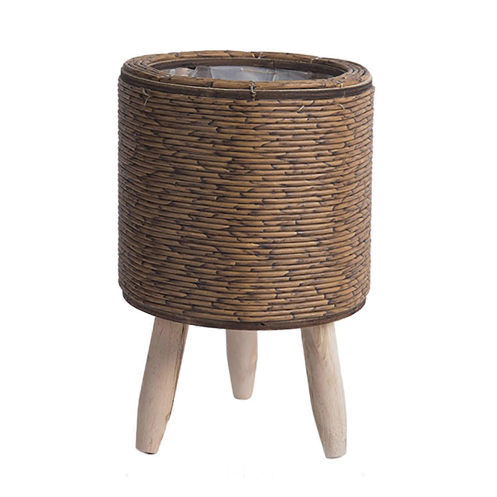 User Friendly Rattan Plant Holder Yellow Handmade With Ventilated Multi Layer Structure For Home Or Office Decors