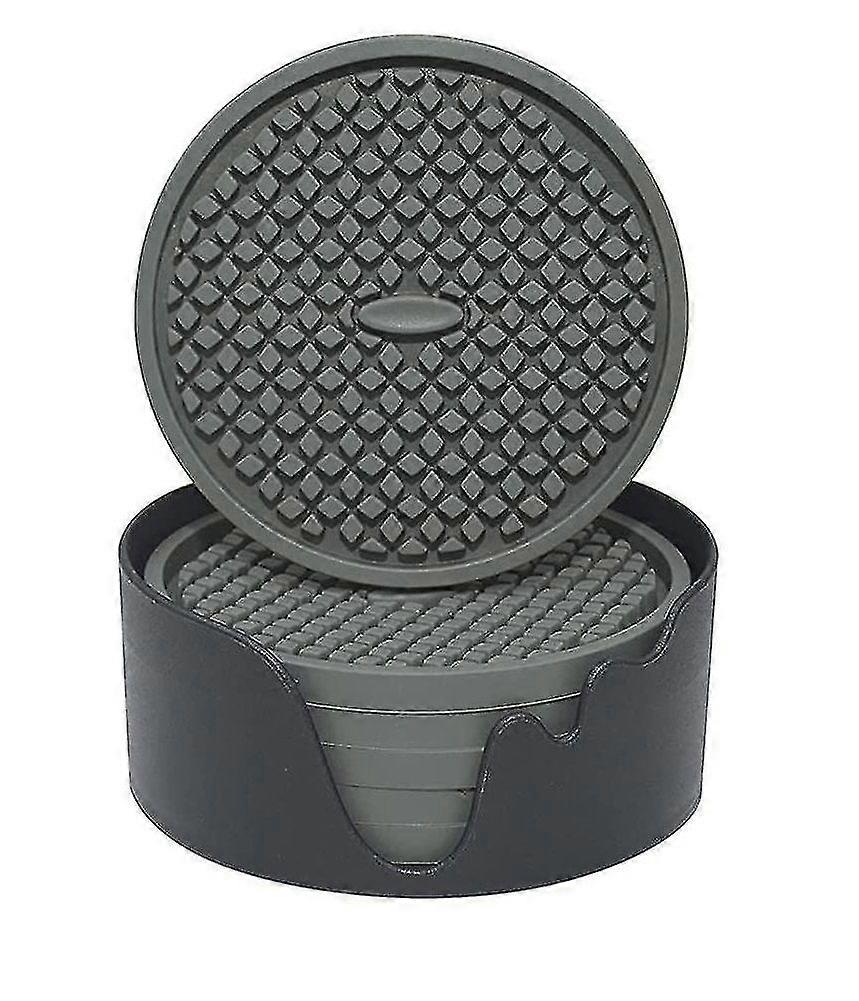 6-Pack Silicone Drink Coasters with Holder, Absorbent Table Mats