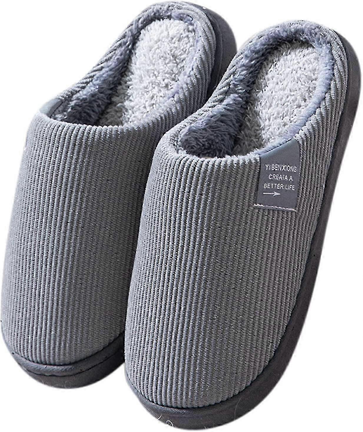Unisex Memory Foam House Slippers, Warm Plush Lined Slip-On Winter Comfort
