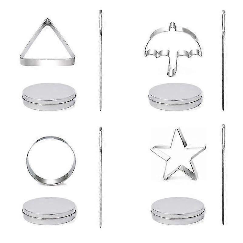 12 Pcs Korean Sugar Candy Making Tools, Stainless Steel Cookie Cutters Biscuit Molds, Round Sugar Game Kit, Umbrella Triangle Star Baking Cake Molds f