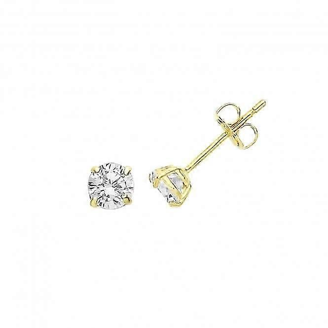 9ct Yellow Gold Zirconia Stud 4Mm ES711