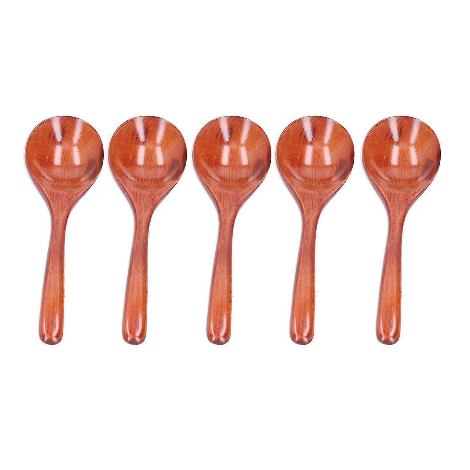 5 قطع ملاعق خشبية مغرفة خشبية طويلة المقبض لخلط أداة أواني الطبخ بالتحريك