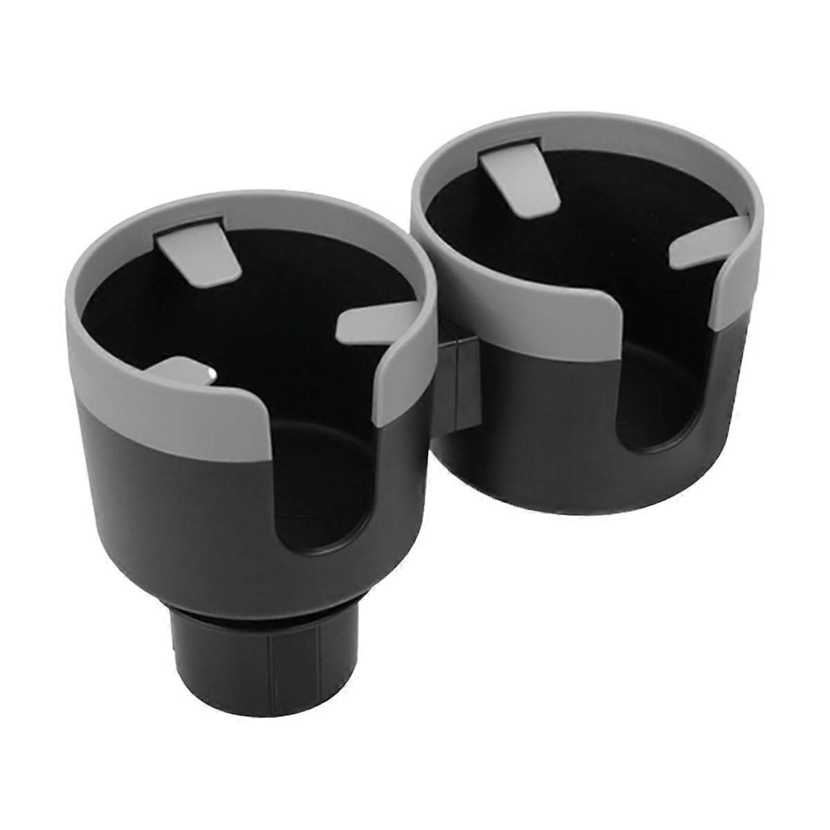 Adjustable Universal Car Double Cup Holder Extender with Non-Slip Base, Compatible with Most Vehicle Models, Black