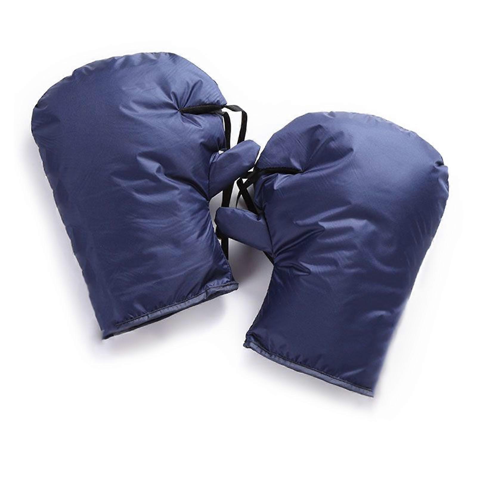 1ペア子供ステートボードグローブ冬暖かいミトンバイクハンドマフキッズバランスカーグローブ滑り止めサイクリングハンドマフネイビーブルー