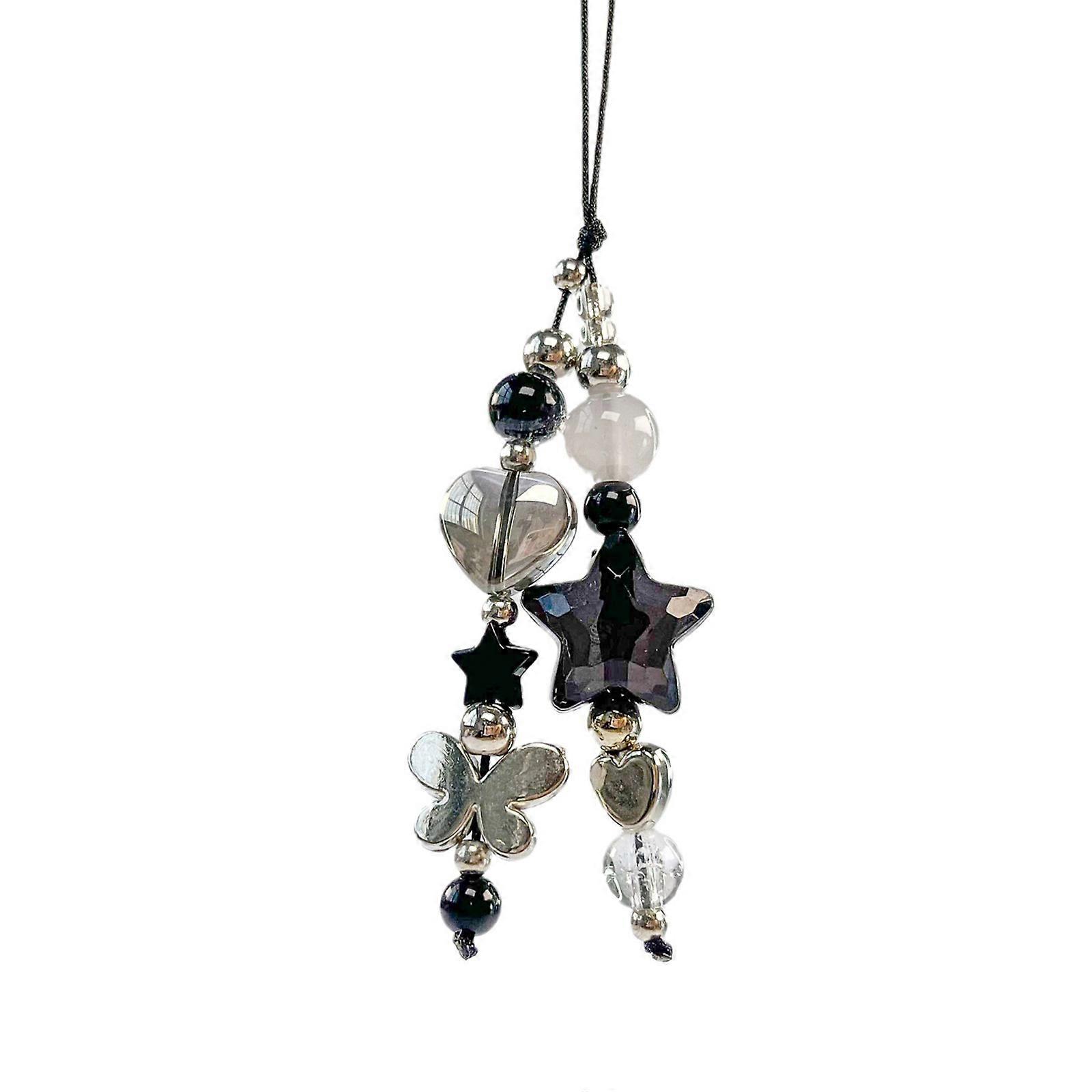 Star Flower Phone Charm Pendant Chain for Bag Keys Y2K Phone Strap Lanyard Beaded Keychain Backpack Accessories Birthday