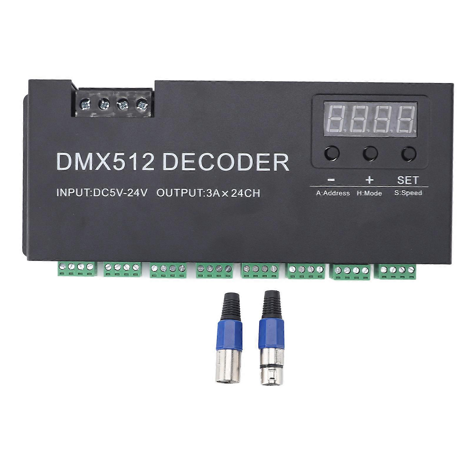 DMX dekoder 24-kanals digital skærm dæmpning driver LED DMX512 controller til rgb strip lys dc 5-24v