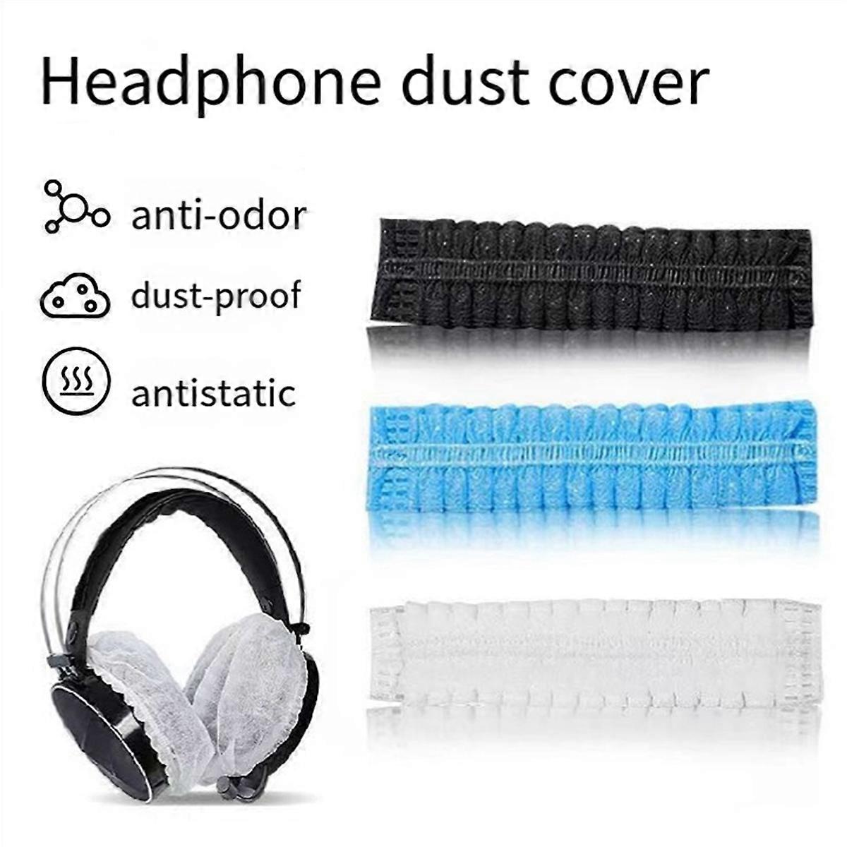 100Pcs Non-Woven Headband Dustproof Sweatproof Headset Cover, Blue
