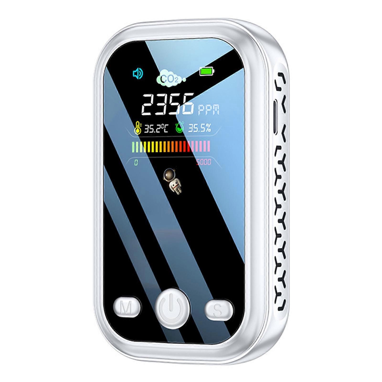 Upgraded Mini CO2 Detector, Multi-Function CO2 Monitors Meter Air-Quality Monitors Carbon Dioxide Detector White