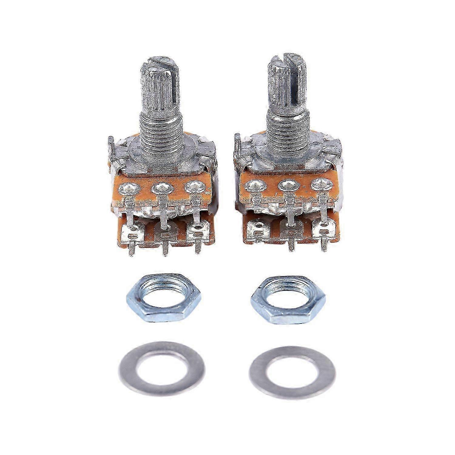 2 Pcs for B50K 50K Ohm Dual Linear Potentiometers 6 Terminals Rotary Taper