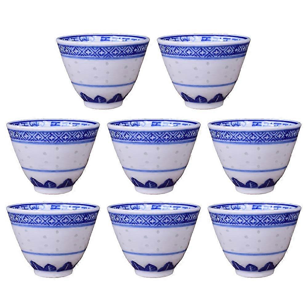 8 Set Bone China Blue and White Tea Cup Ceramic Tea Mugs Without Handles 70 ml