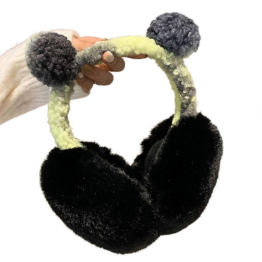 グラデーションカラーイヤーマフぬいぐるみミニぬいぐるみポンポンシェイプかわいいイヤーウォーマーユニセックスイヤーマフウィンターイヤー保護ギフトグレーグリーングラデーション