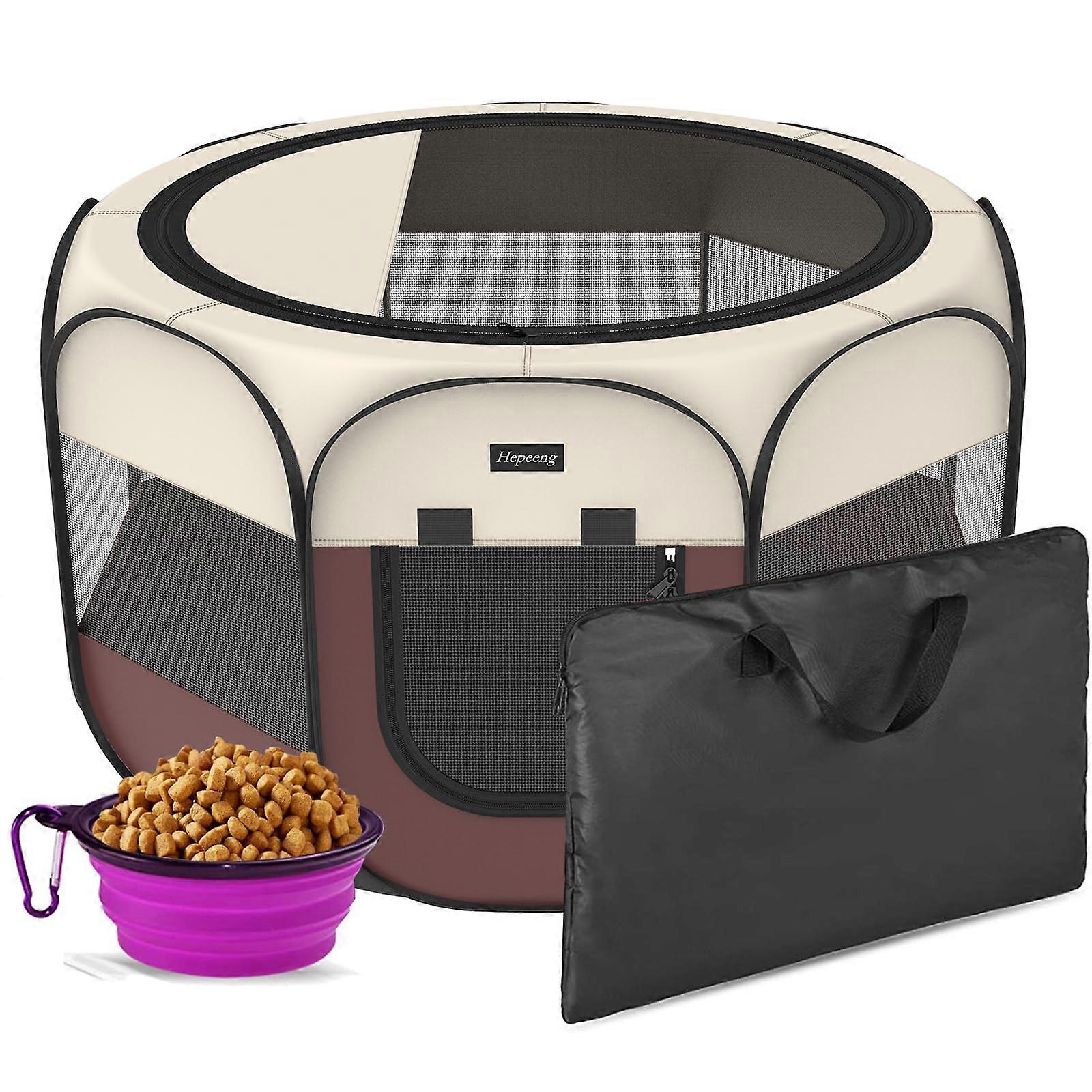 Foldable Pet Dog Cat Playpen with Carrying Case - Indoor Outdoor Puppy Playpen Tent, Water-Resistant, Spacious Design