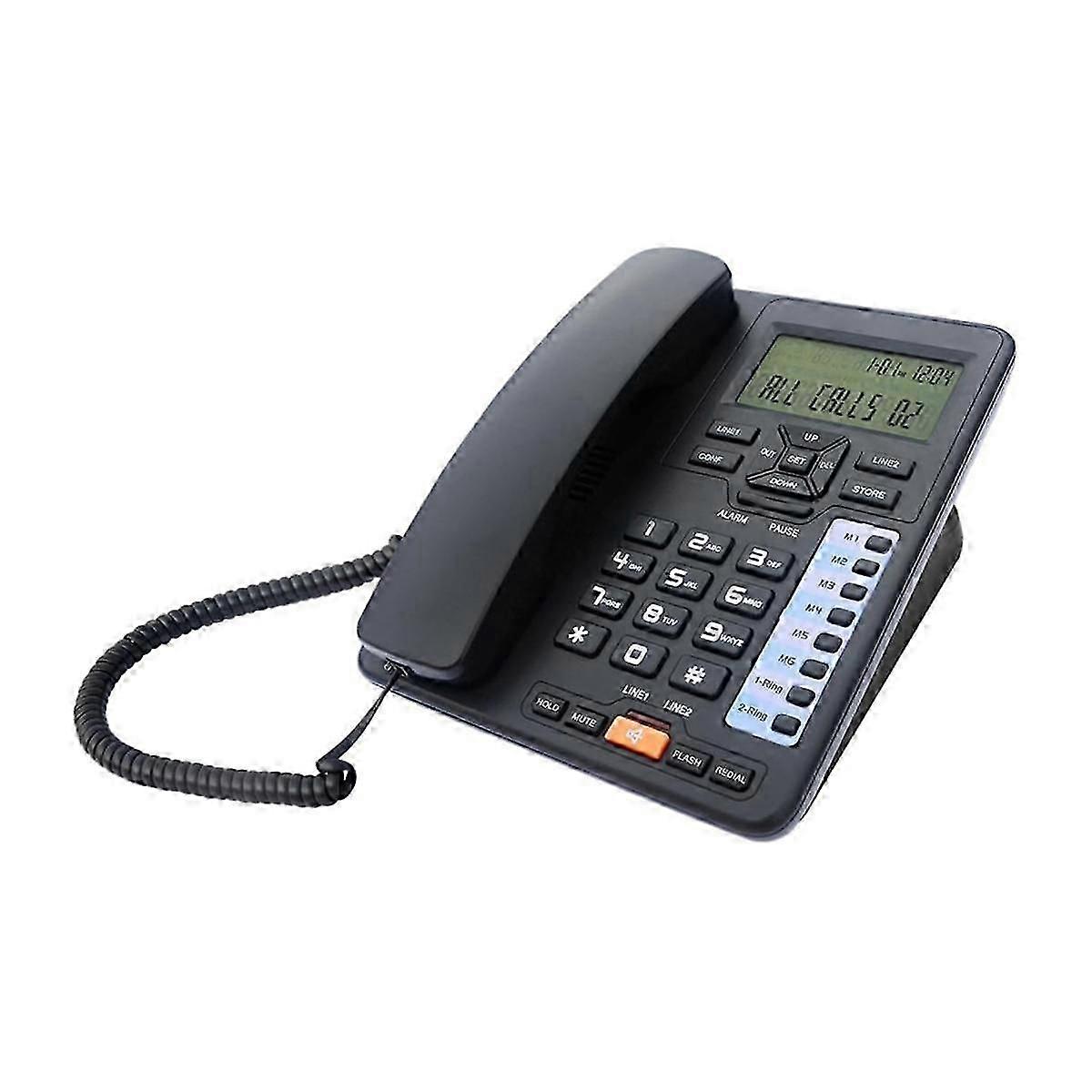 TC6400 2-Line Telephone Desktop Corded Landline with Backlit LCD Display CallerID Number Storage fo