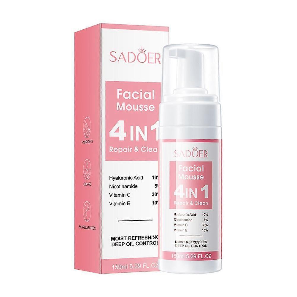 Mousse nettoyante visage 4 en 1 SADOER, nettoyant visage hydratant
