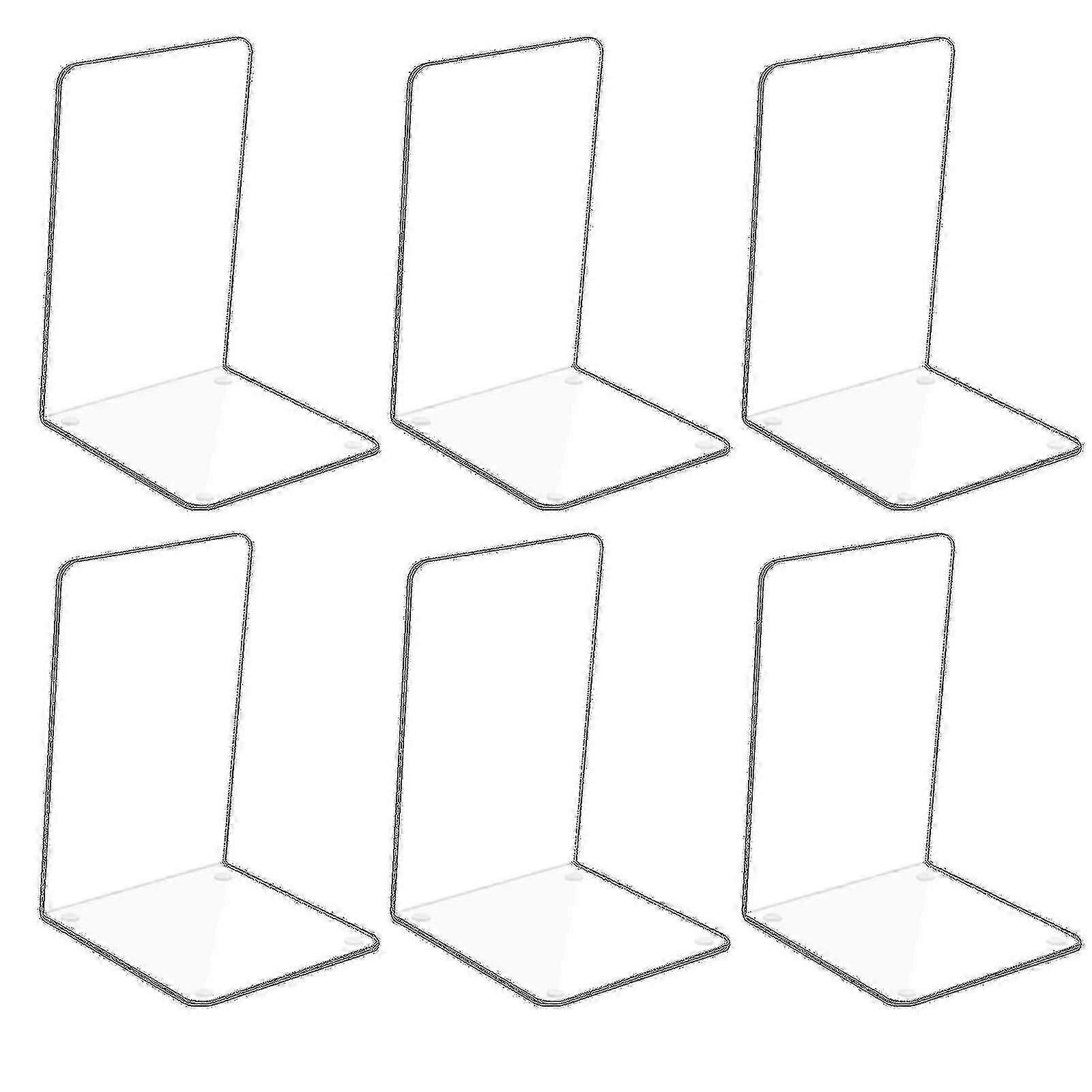 6pcs Transparent Acrylic Bookends With Non-slip Stickers, Bookends For Bedroom, Library, Office, School And Desk Organiser-YNP
