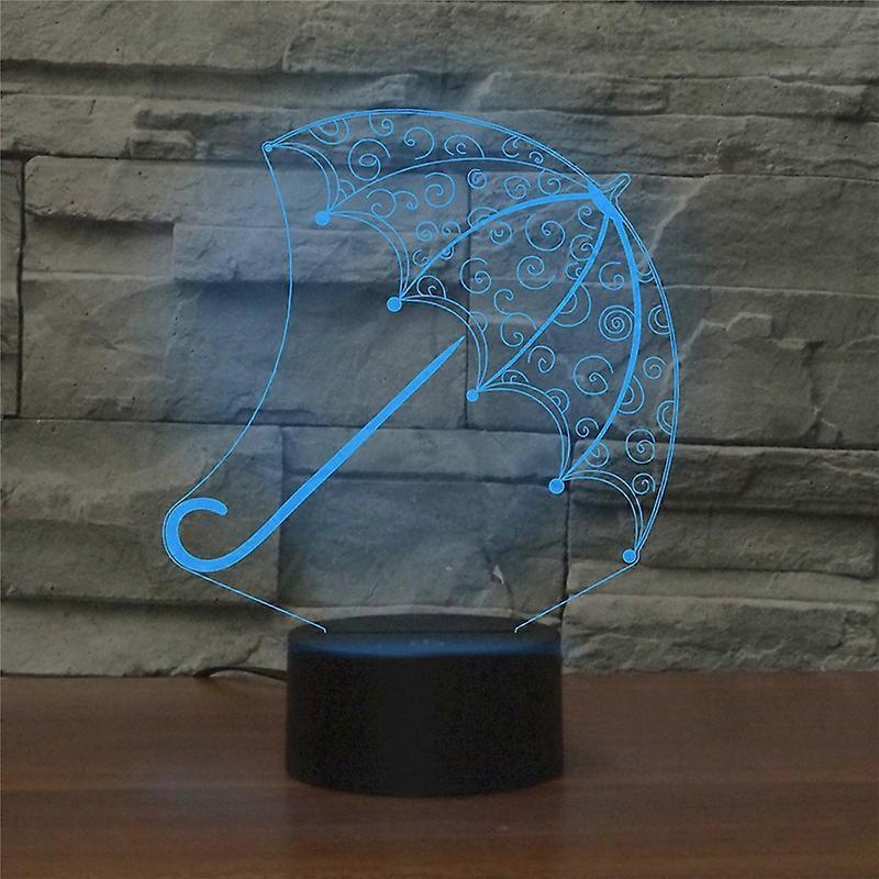 Umbrella Shape 3D Colorful LED Vision Light Table Lamp, USB Touch Version
