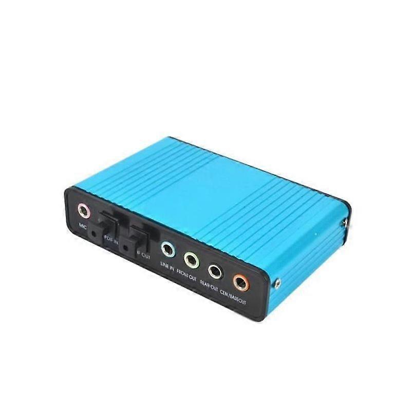 External USB Sound Card 6 Channel 51 - 71 Surround PC Laptop Desktop Tablet Optical Audio Adapter Blue