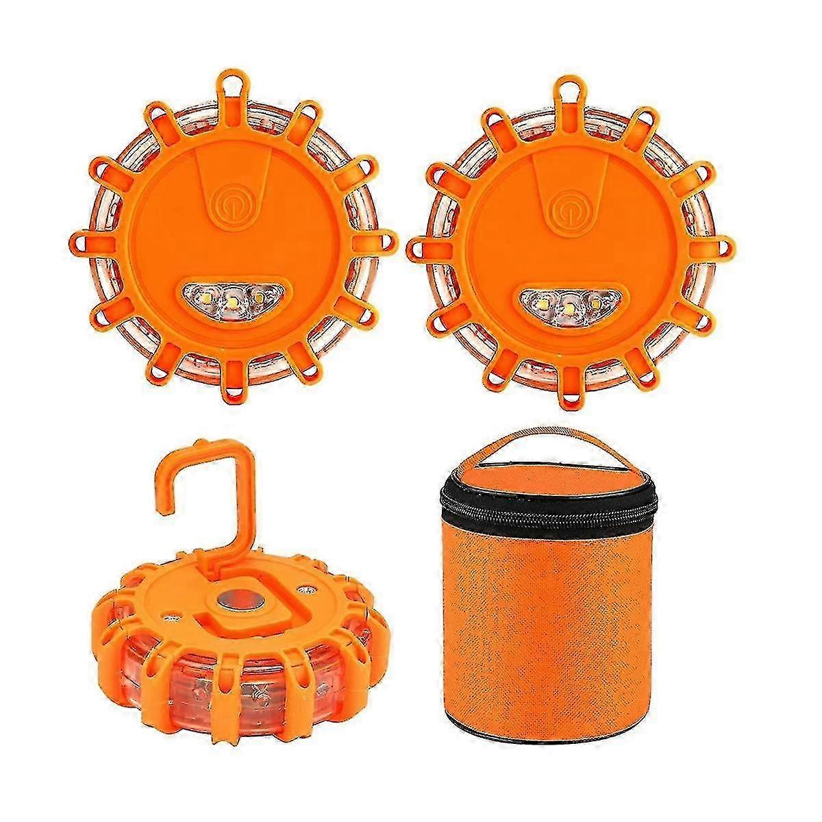 High-Visibility LED Safety Flares for Roadside Emergencies - Round Design