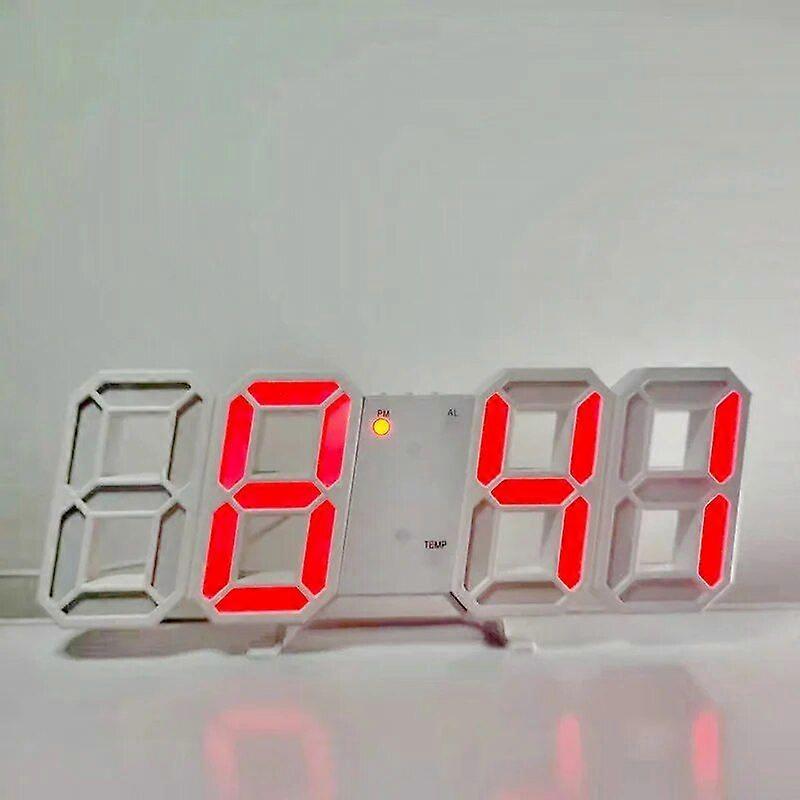 3D Intelligent Alarm Clock LED Digital Wall Clock with 3 Levels Brightness Wall Hanging Clock Home Decoration