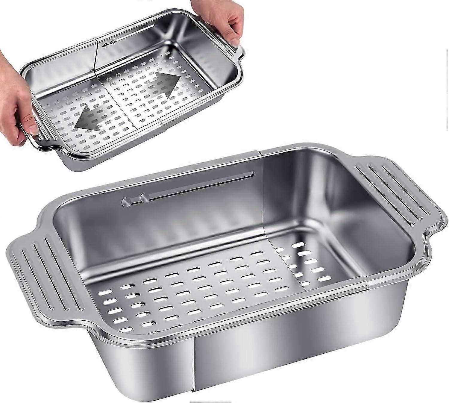 Extendable Colander, 304 Stainless Steel Strainer Basket for Sink