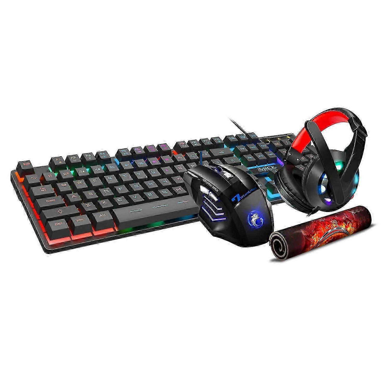 A 4Pcs/Set IMICE Gaming Keyboard RGB Backlight Plug Play Computer Accessories Wired Keyboard USB Mouse