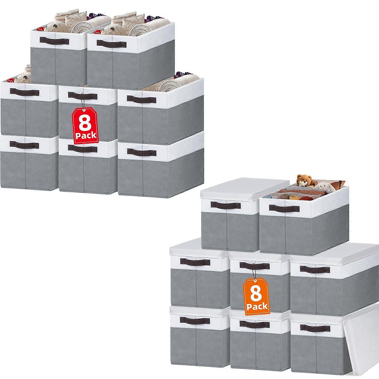 16 Pack Large Storage B with Lids 23 QT Stackable Closet Organizers for Clothes Toys