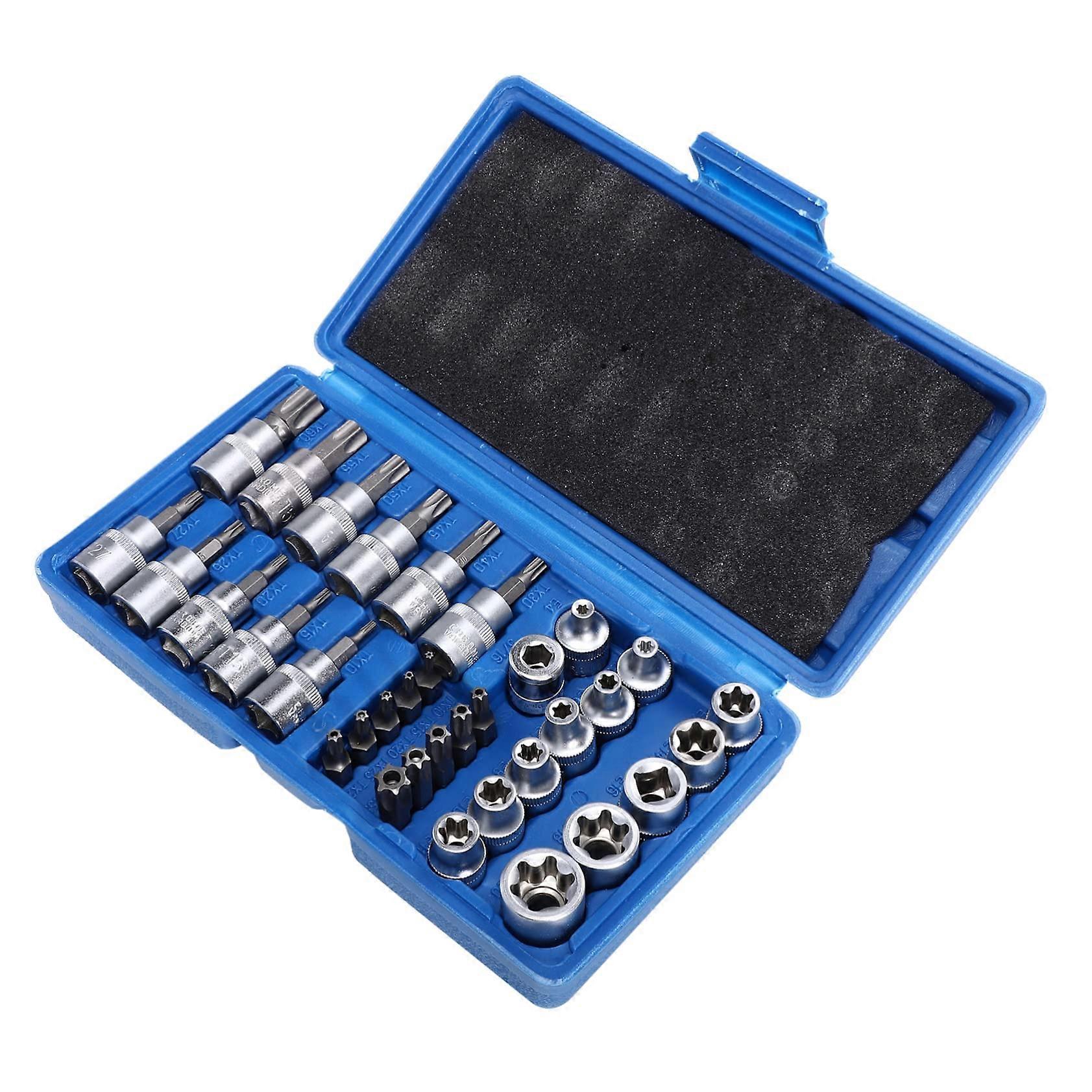 Steel Star Socket Set 34-Piece E-Torx Sockets and Bits With Storage Case