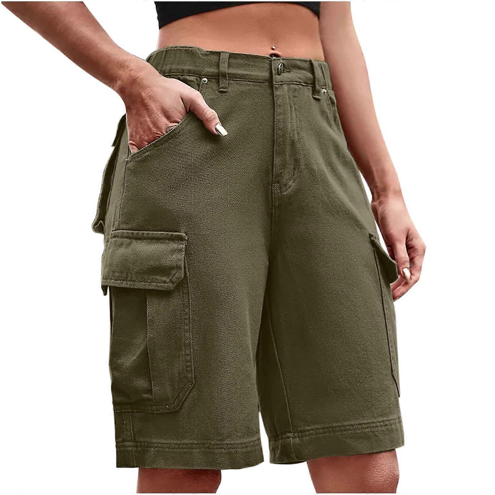 Shorts for Women Plus Size Womens Summer Cargo Shorts Elastic Waist Drawstring Hiking Bermuda Shorts with Pockets