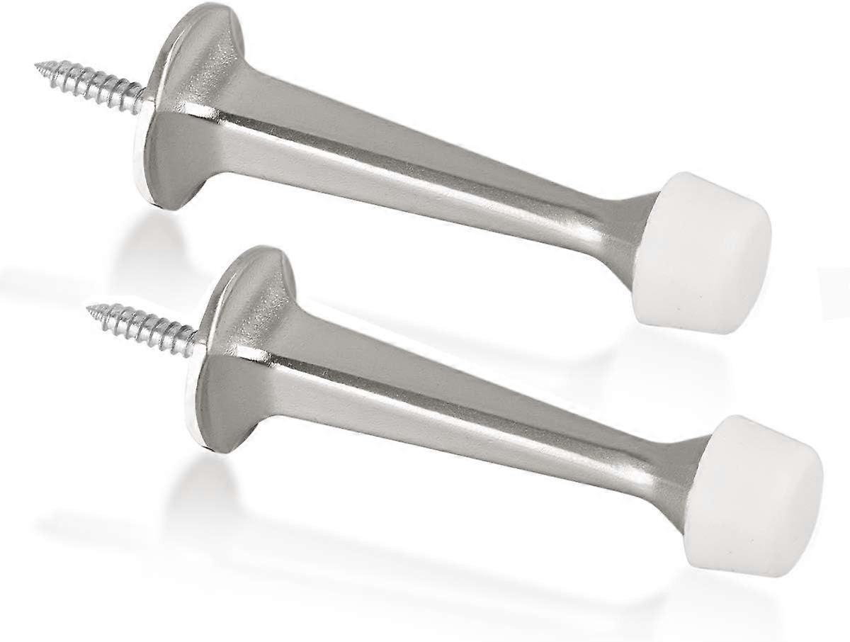 SDIGV 2er-Pack Solid Rigid Door Stops - Strapazierfähiger, langlebiger Türstopper-Wandschutz mit weichen Gummispitzen, satiniertes Nickel