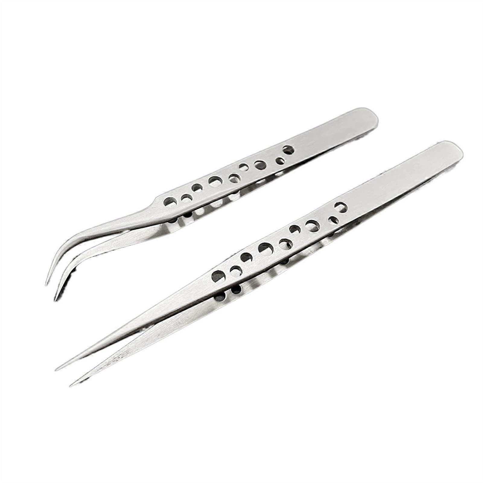 Precision Tweezers Set for Electronics Repair - Anti-static Curved & Straight Tip Stainless Steel Forceps for Crafting, Jewelry, Lab Work