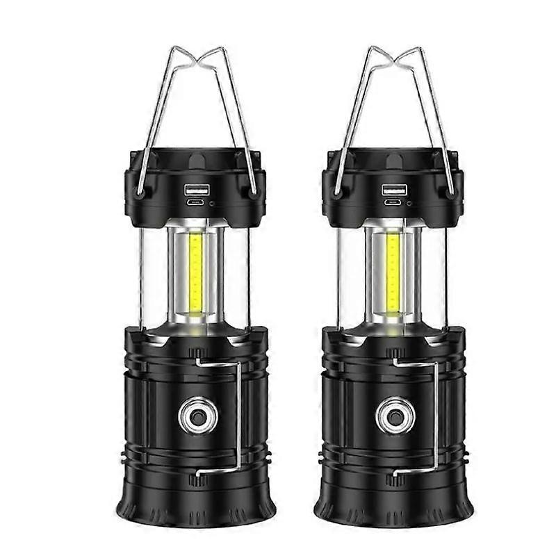 NICECEE 2 Pack Foldable LED Camping Lantern, USB Rechargeable Super Bright Emergency Light, Hurricane
