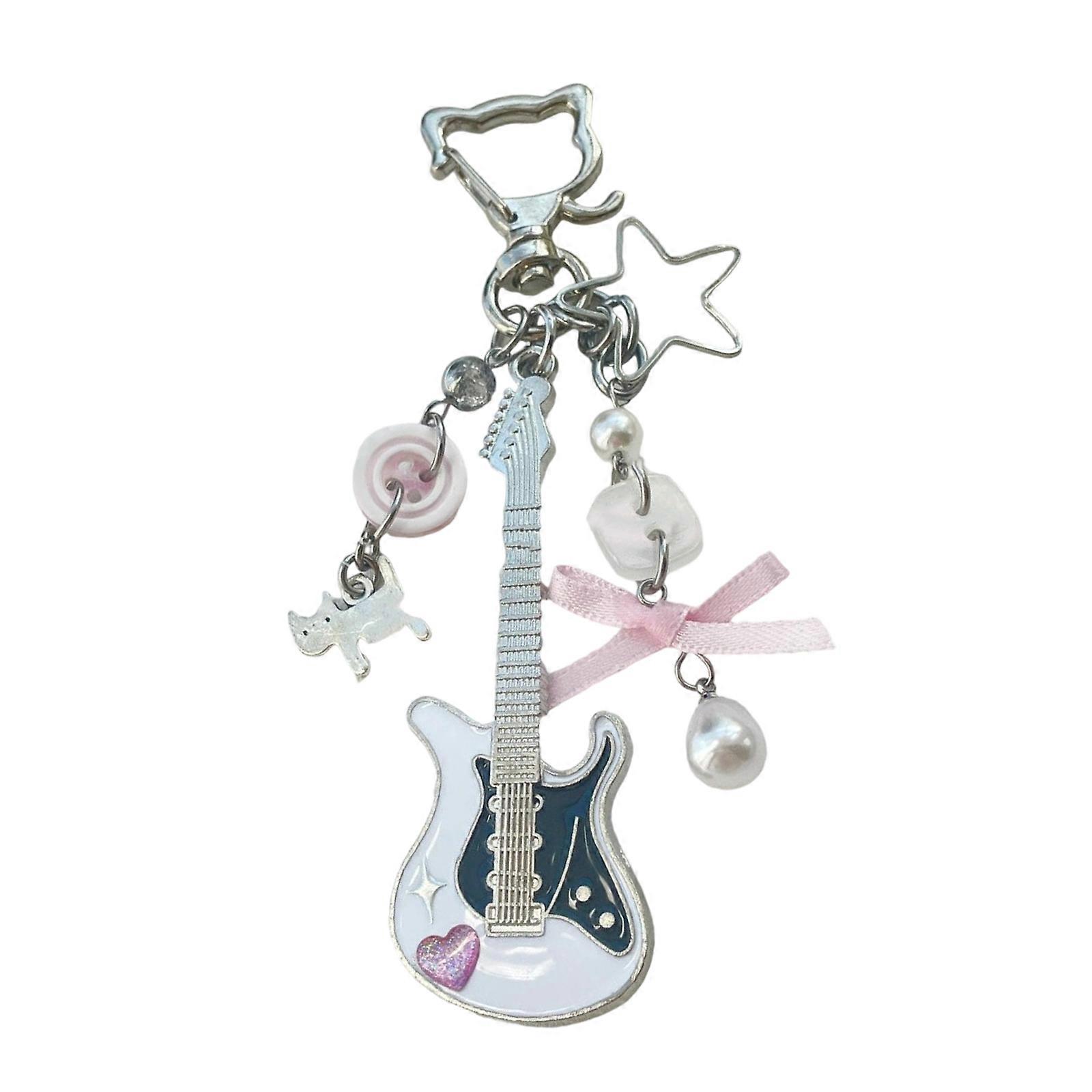 Artistic Cats Shaped Guitar Beaded Keyring Vibrant Handcrafted Jewelry Gift For Girls Teens And Lovely Style Enthusiasts