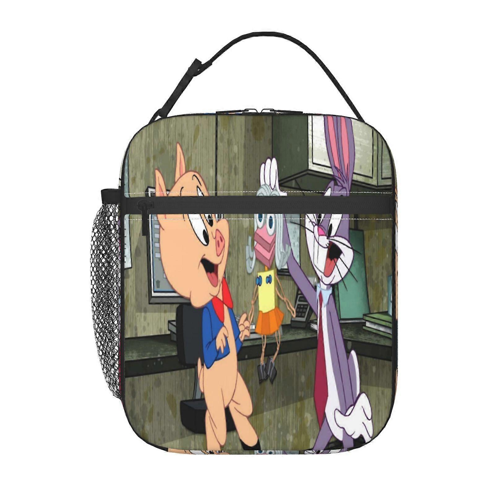 f66 The Looney Tunes Show Lunch Bag Collapsible Silicone Model, Space-Saving When Empty, Stands Upright When Filled i66