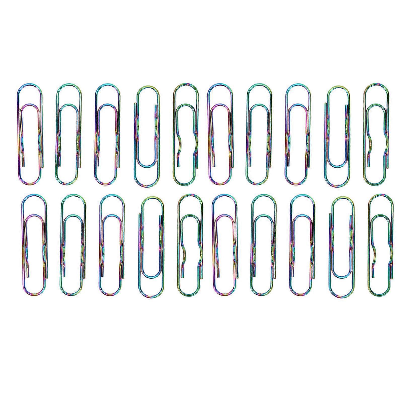 20pcs Metal Clips Strong Clamping Force Rust Prevention Electroplating Process Colorful Paper Clip Pen Holder for Notebooks