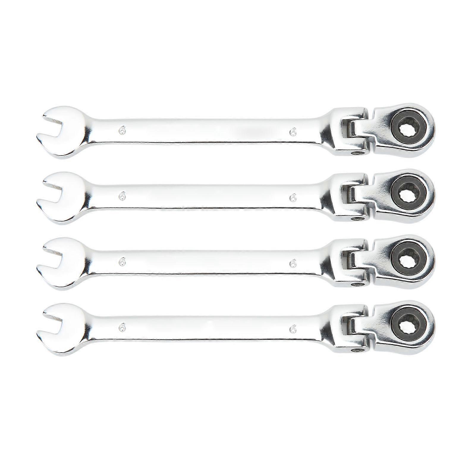 4 Pcs Swivel Head Ratchet Wrench Double End Combination Spanner Labor Saving Flexible Spline Gear Ratcheting Metric Tool