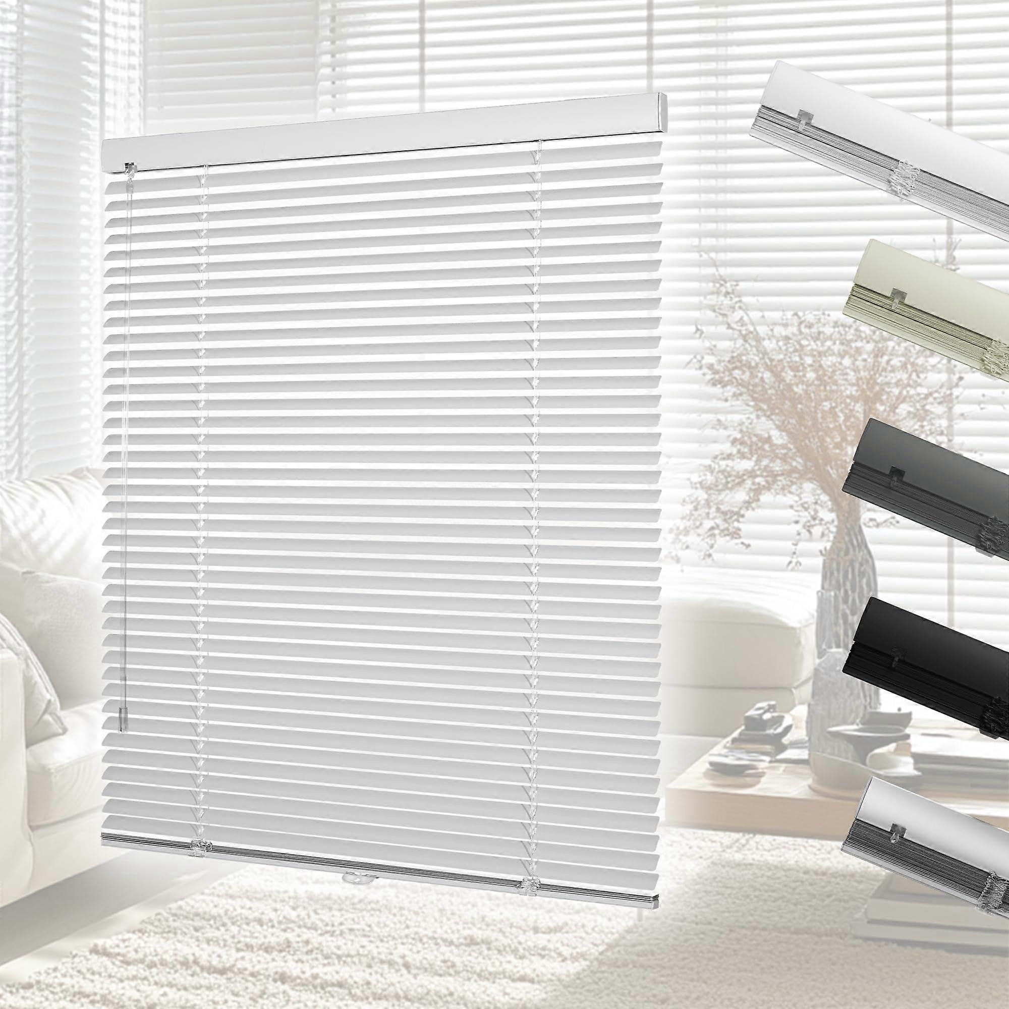Cordless Aluminum Mini Blinds for Windows 1' Slat Blackout Horizontal Blinds for Office Home