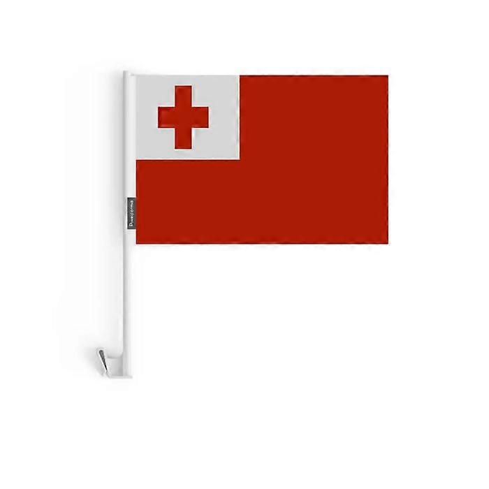 Tonga Car Flag – 14 x 21 cm – Polyester Fabric – Window Attachment – 10 pieces