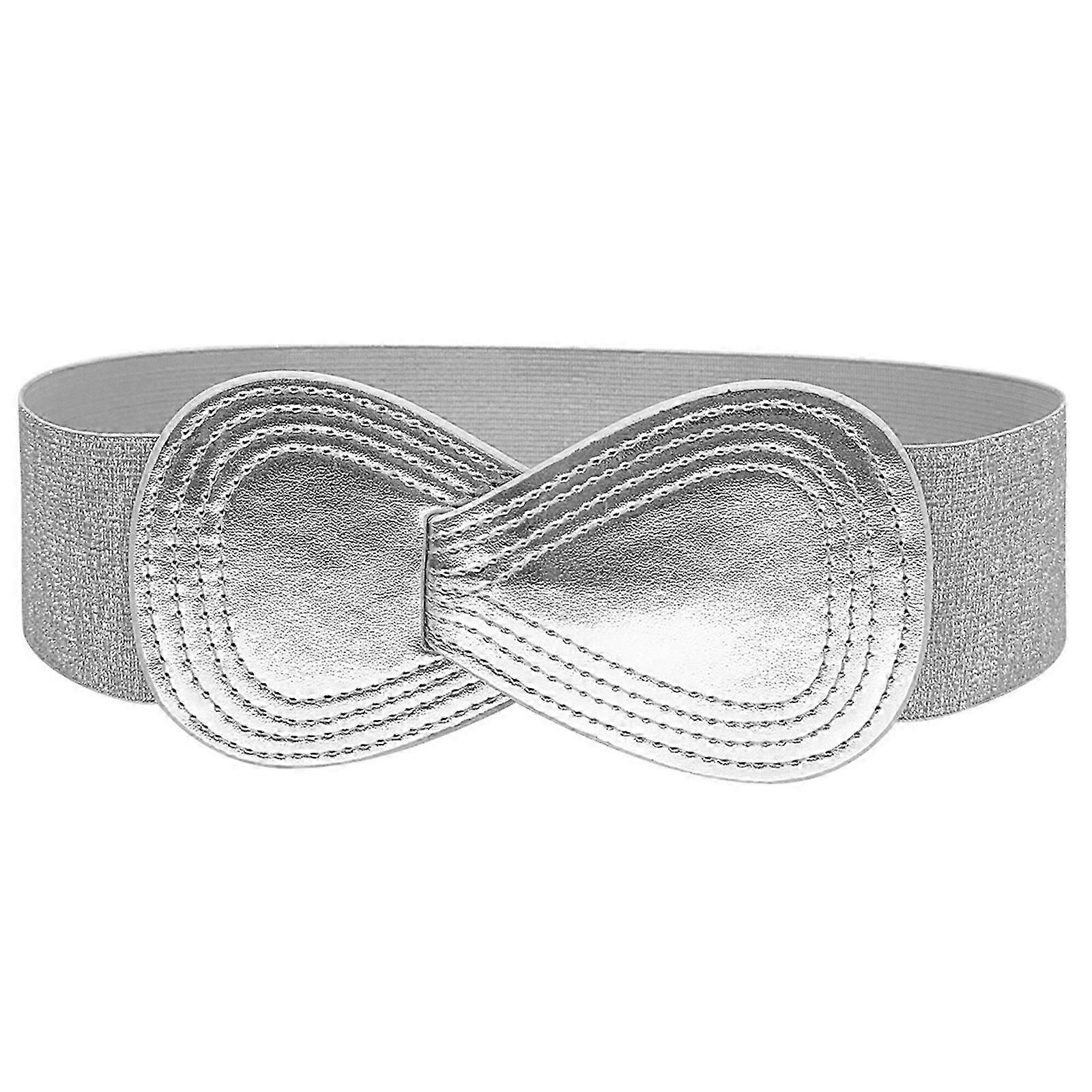 Divatfűző ruhákhoz Pu bőr csat Cincher szemet gyönyörködtető fűző öv derék formázó övöv hosszú ing ezüst 85cm