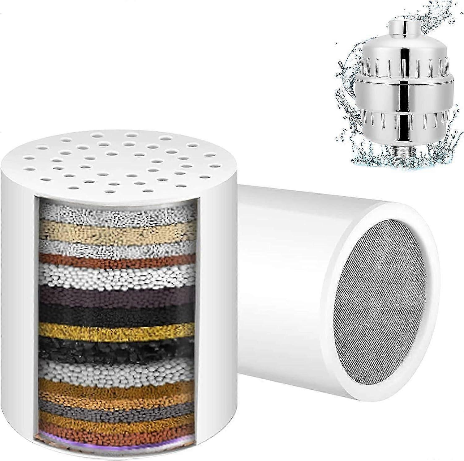 2 Pack 20 Stage Shower Filter, Professional Shower Hard Water Filters Universal Shower Filter, Universal Shower Head Filter Hard Water Filter with Com
