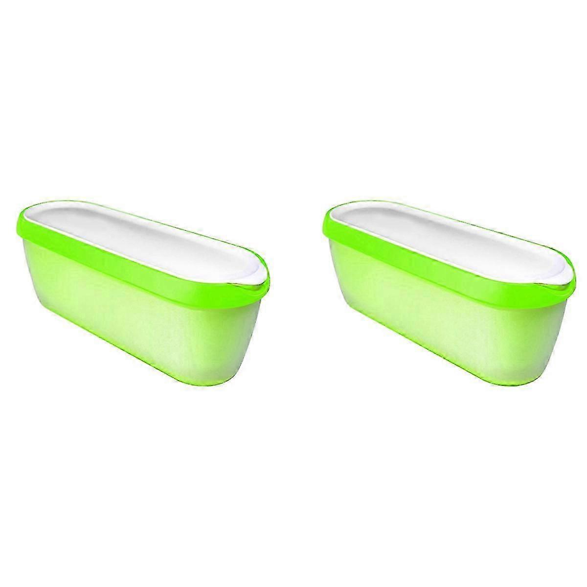 2X Ice Cream Containers for Ice Cream Reusable Freezer Storage (Green)