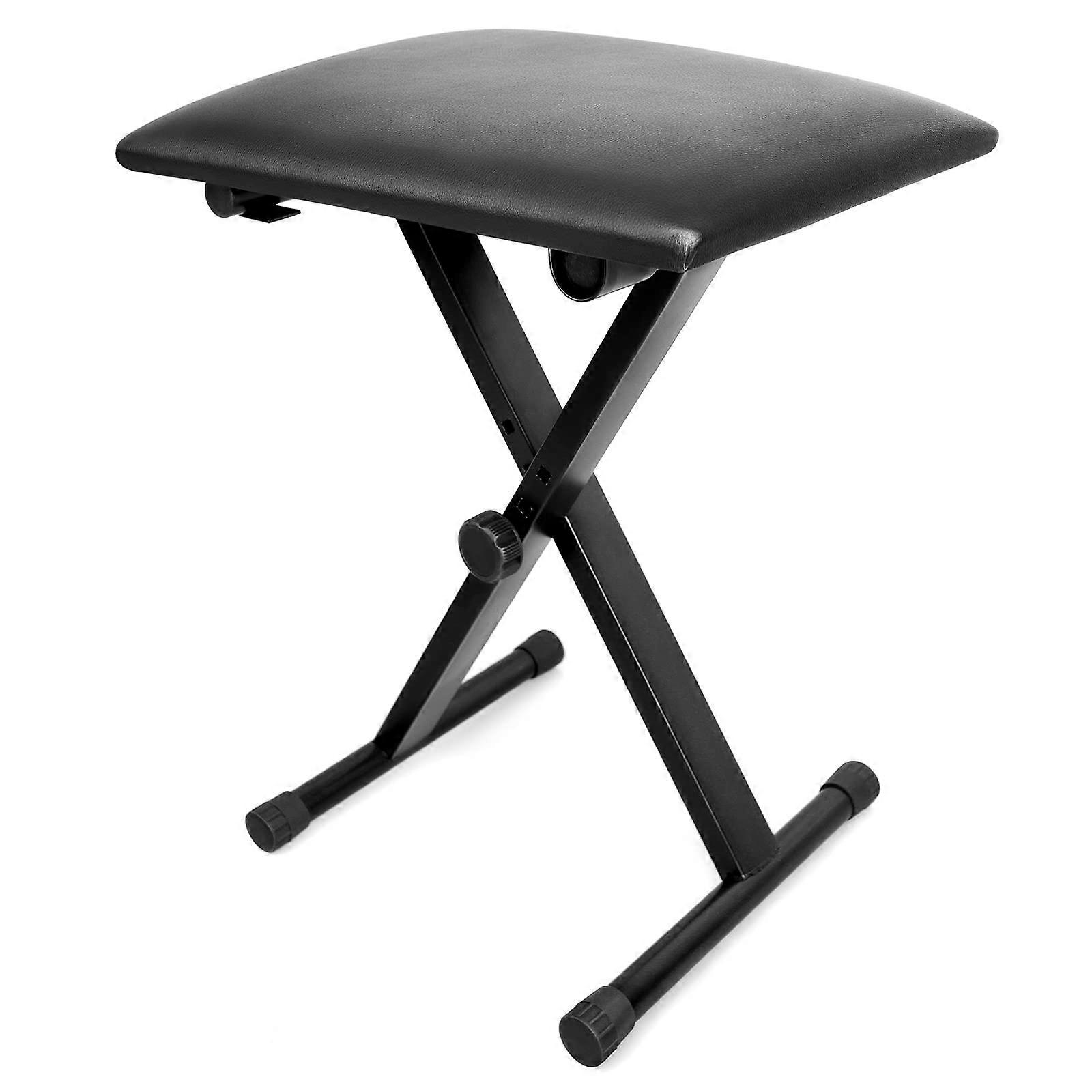 Piano Bench Adjustable X-Style Collapsible with Padded Seat Flame Retardant Cotton Non-Slip Waterproof Black