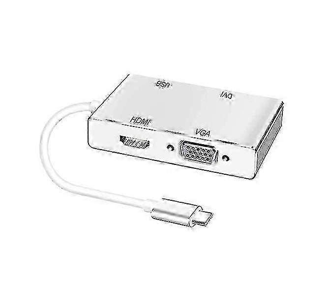 Usb C To Hdmi Dvi Vga Adapter, Huiheng 4 In 1 Usb C Hub, Hdmi Type C To 4k Port Adapter, Usb C Dvi Converter For Gay To Hdtv / Mons / Projector () Yan